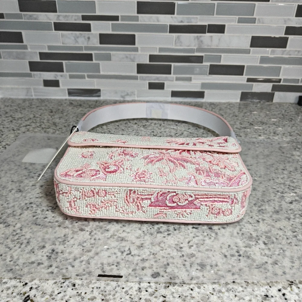 Staud TOMMY BEADED BAG IVORY CHERRY BLOSSOM TOILE - Picture 6 of 11